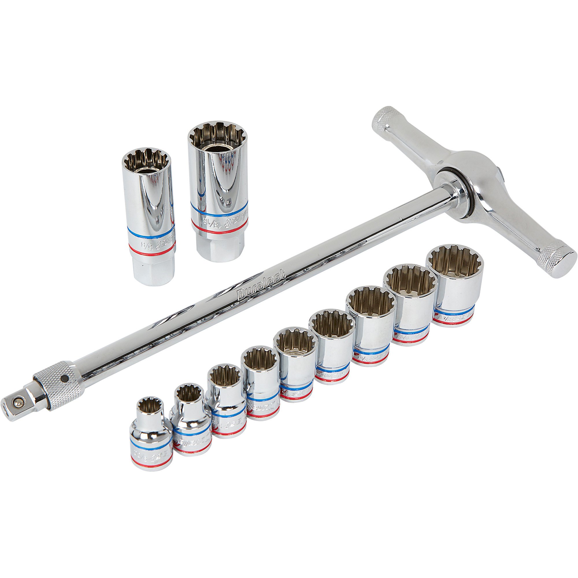 IIT Duralast T-Handle Spline Socket Set — 12 Pcs., 3/8in. Drive, SAE and Metric, Model# 42-780